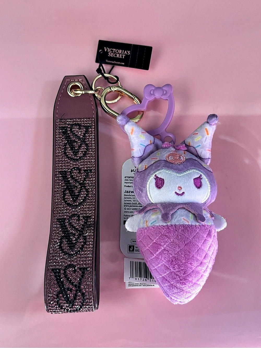 Victoria's Secret Purple & Pink Plush Keychain NWT